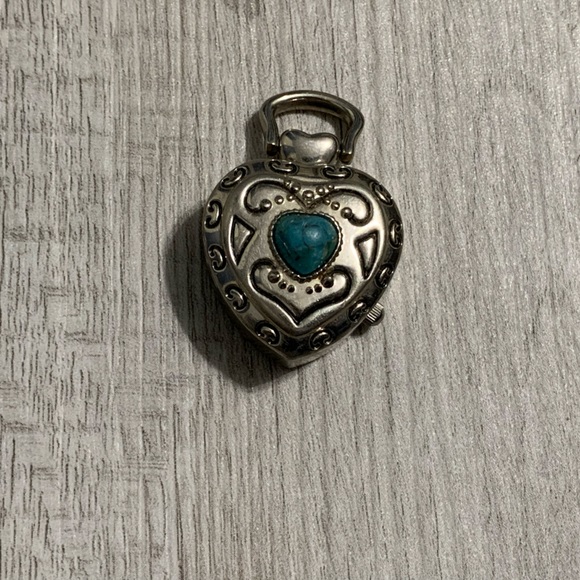 Vintage Turquoise Heart Shaped Watch Locket Pendant - Picture 1 of 5
